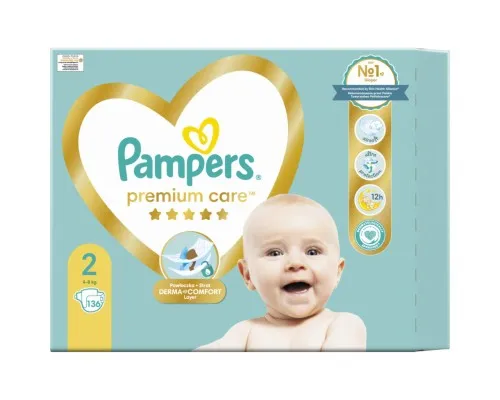 Підгузки Pampers Premium Care Розмір 2 (4-8 кг) 136 шт (8006540855812)