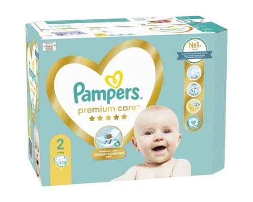 Підгузки Pampers Premium Care Розмір 2 (4-8 кг) 136 шт (8006540855812)