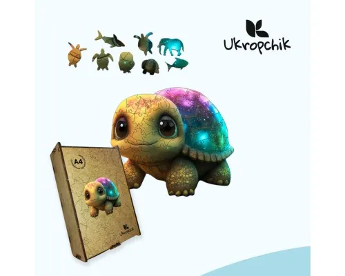 Пазл Ukropchik деревяний Зіркова Черепаха size - M в коробці з набором-рамкою (Starry Turtle A4)