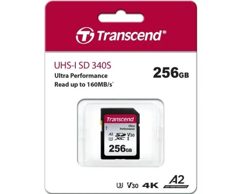 Карта памяти Transcend 256GB SD class 10 UHS-I U3 4K (TS256GSDC340S)
