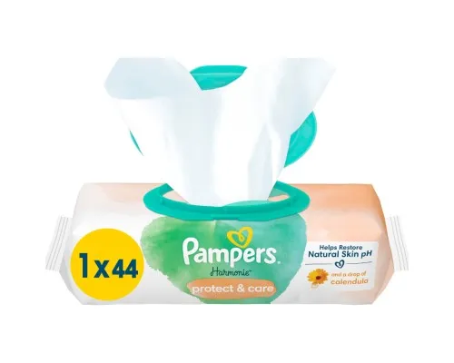 Дитячі вологі серветки Pampers Harmonie Protect&Care з календулою 44 шт (8700216250641)