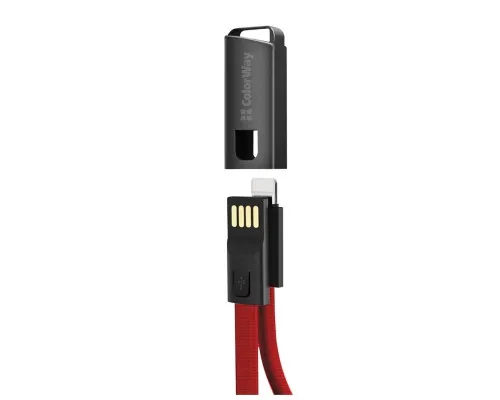 Дата кабель USB 2.0 AM to Lightning 0.22m red ColorWay (CW-CBUL021-RD)