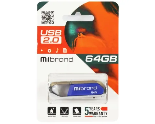 USB флеш накопичувач Mibrand 64GB Aligator Blue USB 2.0 (MI2.0/AL64U7U)