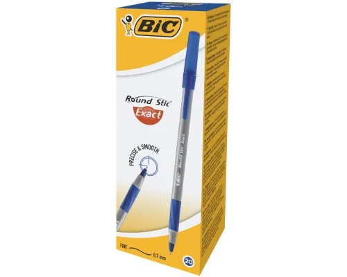 Ручка кулькова Bic Round Stic Exact овальний корпус з гумовим грипом Синя (bc918543)
