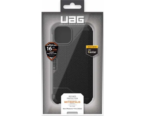 Чохол до мобільного телефона UAG Apple iPhone 14 Pro Metropolis, Kevlar Black (114046113940)