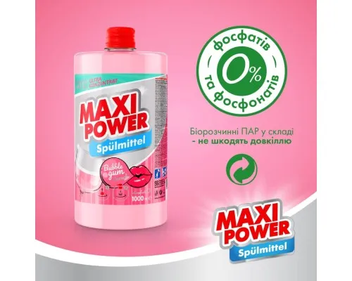 Засіб для ручного миття посуду Maxi Power Бабл Гам запаска 1000 мл (4823098411970)