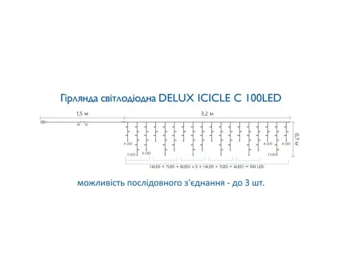 Гирлянда Delux ICICLE С 100 LED 3,2x0,7m синий/прозрачный IP20 (90015253)