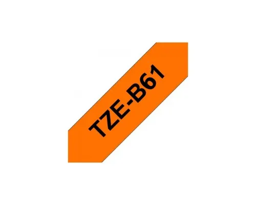 Стрічка для принтера етикеток UKRMARK B-Fc-TB61P-BK/OR, аналог TZeB61, флуорисцентна, 36мм х 8м, black on orange (CTZB61)