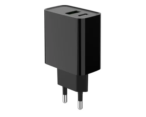 Зарядний пристрій Gembird 1xUSB-A + 1 Type-C (PD20Вт + QC3.0 18Вт) black (TA-UC-PDQC20-01-BK)