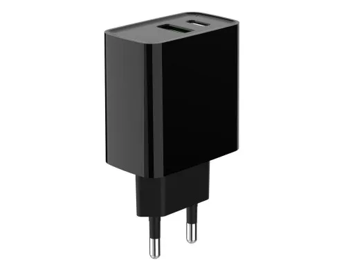 Зарядний пристрій Gembird 1xUSB-A + 1 Type-C (PD20Вт + QC3.0 18Вт) black (TA-UC-PDQC20-01-BK)