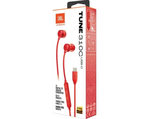 Навушники JBL Tune 310C USB-C Red (JBLT310CRED)