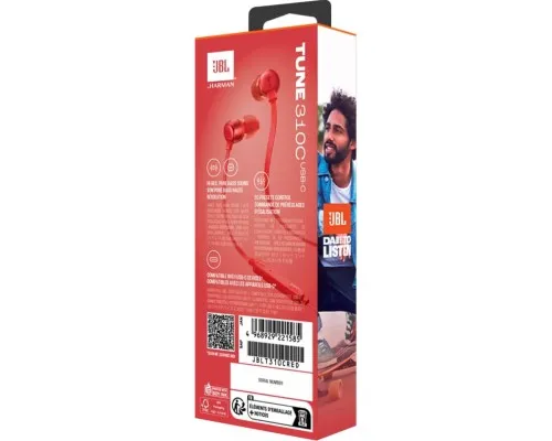 Навушники JBL Tune 310C USB-C Red (JBLT310CRED)