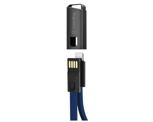 Дата кабель USB 2.0 AM to Lightning 0.22m blue ColorWay (CW-CBUL021-BL)