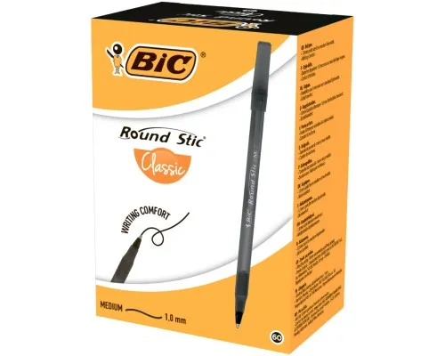 Ручка масляна Bic Round Stic, чорна (bc920568)
