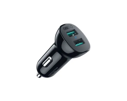 Зарядний пристрій Choetech car 2хUSB-A 36W QC black (C0051-BK)