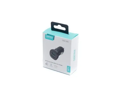 Зарядний пристрій Choetech car 2хUSB-A 36W QC black (C0051-BK)