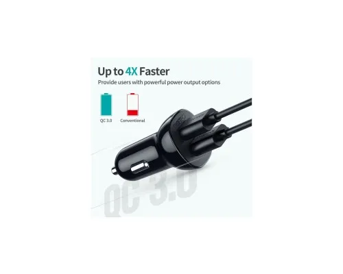 Зарядний пристрій Choetech car 2хUSB-A 36W QC black (C0051-BK)