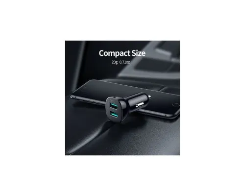 Зарядний пристрій Choetech car 2хUSB-A 36W QC black (C0051-BK)