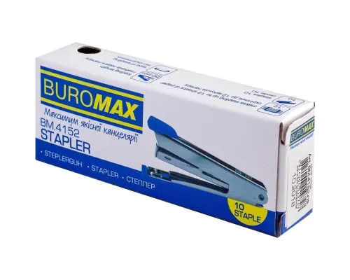 Степлер Buromax металлический №10,12 листов 94x42x21мм, синий (BM.4152-02)