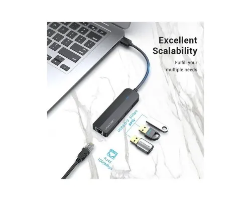 Концентратор Vention USB 3.0 to 3хUSB 3.0/RJ45 Gigabit black (CHNBB)