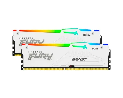 Модуль памяти для компьютера DDR5 32GB (2x16GB) 6000 MHz FURY Beast White RGB Kingston Fury (ex.HyperX) (KF560C40BWAK2-32)