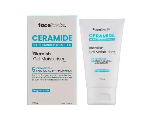 Гель для обличчя Face Facts Ceramide Blemish Gel Moisturiser Зволожувальний з керамідами для запаленої шкіри 50 мл (5031413935691)