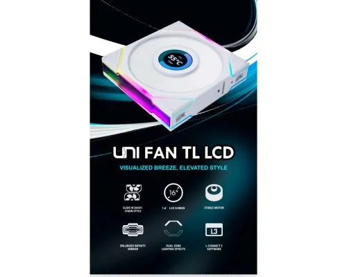 Кулер для корпуса Lian Li Reverse TL LCD 120-1, Black Cooler (G99.12RTLLCD1B.00)