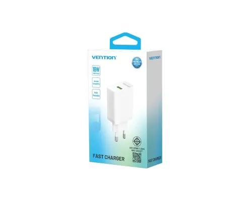 Зарядное устройство Vention 1xUSB 18W (USB-A) QC3.0 white (FABW0-EU)