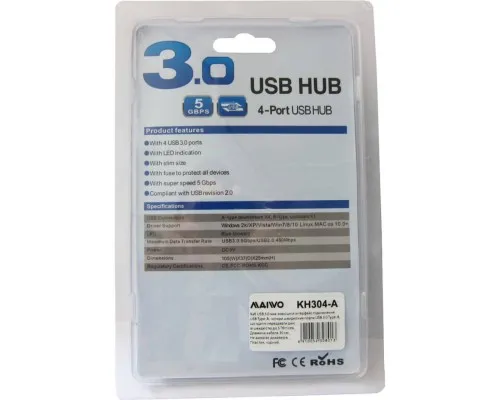 Концентратор Maiwo USB Type-A to 4х USB3.0 30cm (KH304-A)