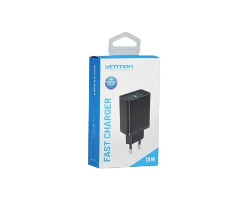 Зарядний пристрій Vention 1xUSB 18W (USB-A) QC3.0 black (FABB0-EU)