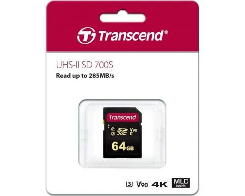 Карта памяти Transcend 64GB SDXC class 10 UHS-II U3 V90 MLC (TS64GSDC700S)