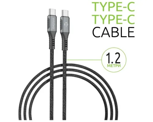 Дата кабель Type-C to Type-C 1.2m CBGPD60WTT1 60W grey Intaleo (1283126518096)