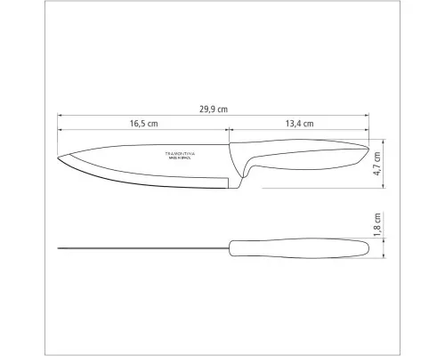 Кухонний ніж Tramontina Plenus Black Chef 178 мм (23426/107)