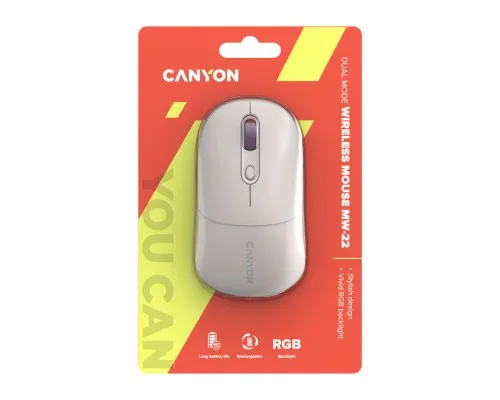 Мышка Canyon MW-22 Dual Band RGB Wireless Rice (CNS-CMSW22RC)