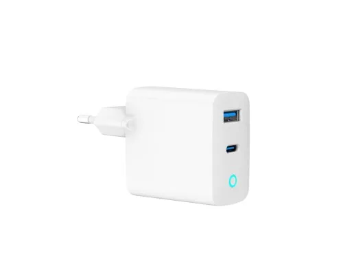 Зарядное устройство Gembird 1хUSB-A (QC3.0 18W) + 1xType-C (PD 65W) white (TA-UC-PDQC65L-W-01)