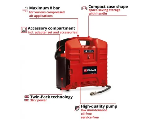 Автомобільний компресор Einhell TE-AC 36/8 Li OF Set-Solo PXC (без АКБ та ЗП) (4020440)