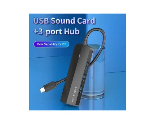 Концентратор Vention USB 3.1 Type-C to 3xUSB 3.0+MicroUSB+3.5mm Sound Adapter black (TGQBB)