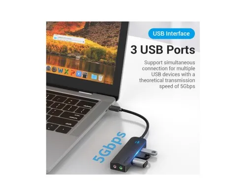 Концентратор Vention USB 3.1 Type-C to 3xUSB 3.0+MicroUSB+3.5mm Sound Adapter black (TGQBB)