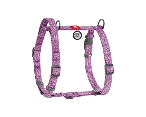 Шлей для собак WAUDOG Н-образная Re-cotton с QR паспортом, светоотражающая S фиолетовая (25919)