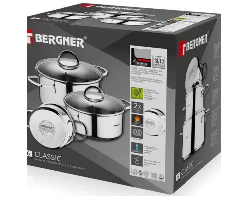 Набір посуду Bergner Classic 1.7 л, 2.3 л, 3.3 л 6 предметів (BG-6284)