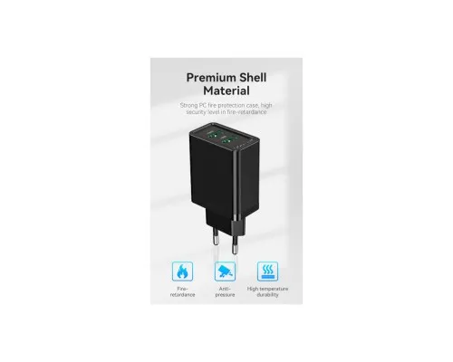 Зарядний пристрій Vention 2xUSB 36W (2xUSB-A) QC3.0 black (FBAB0-EU)