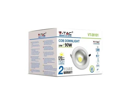 Світильник точковий V-TAC LED 10W, SKU-1272, 230V, 6.4K, 1200Lm (3800157611947)