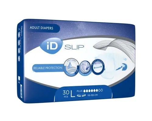 Подгузники для взрослых ID Slip Plus Large талия 115-155 см. 30 шт. (5411416048190)