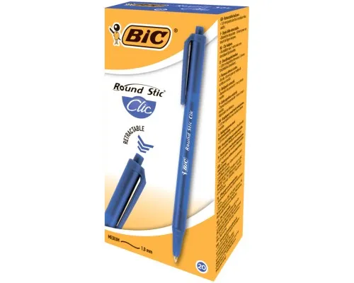 Ручка шариковая Bic Round Stic Clic, синий (bc926376)