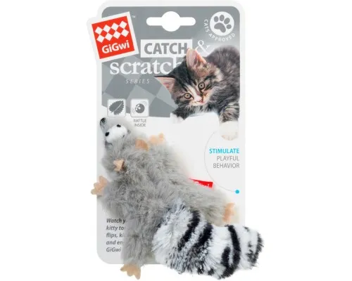 Іграшка для котів GiGwi Catch&scratch Єнот з котячою мятою 8 см (75019)