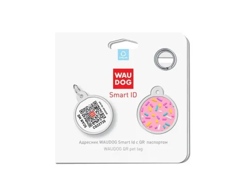 Адресник для животных WAUDOG Smart ID с QR паспортом Маршмеллоу, круг 25 мм (0625-0214)