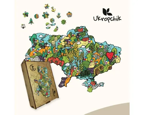 Пазл Ukropchik деревяний Патріотичний Україна Квітуча size - L в коробці з набором-рамкою (Patriotic Ukraine Flower A3)