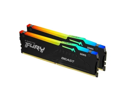 Модуль памяти для компьютера DDR5 64GB (2x32GB) 6000 MHz Beast RGB Kingston Fury (ex.HyperX) (KF560C36BBEAK2-64)