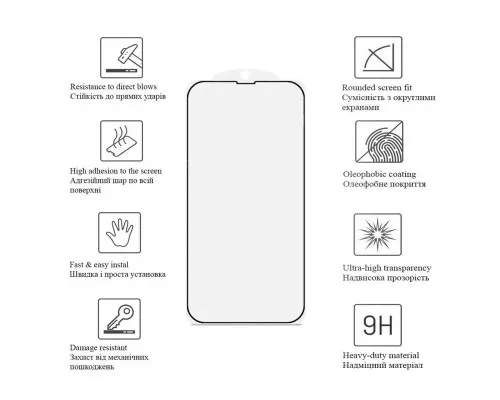 Стекло защитное Drobak Matte Glass A+ Apple iPhone 13 Pro Max (Black) (292944)