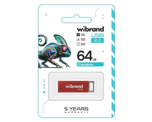USB флеш накопичувач Wibrand 64GB Chameleon Red USB 2.0 (WI2.0/CH64U6R)